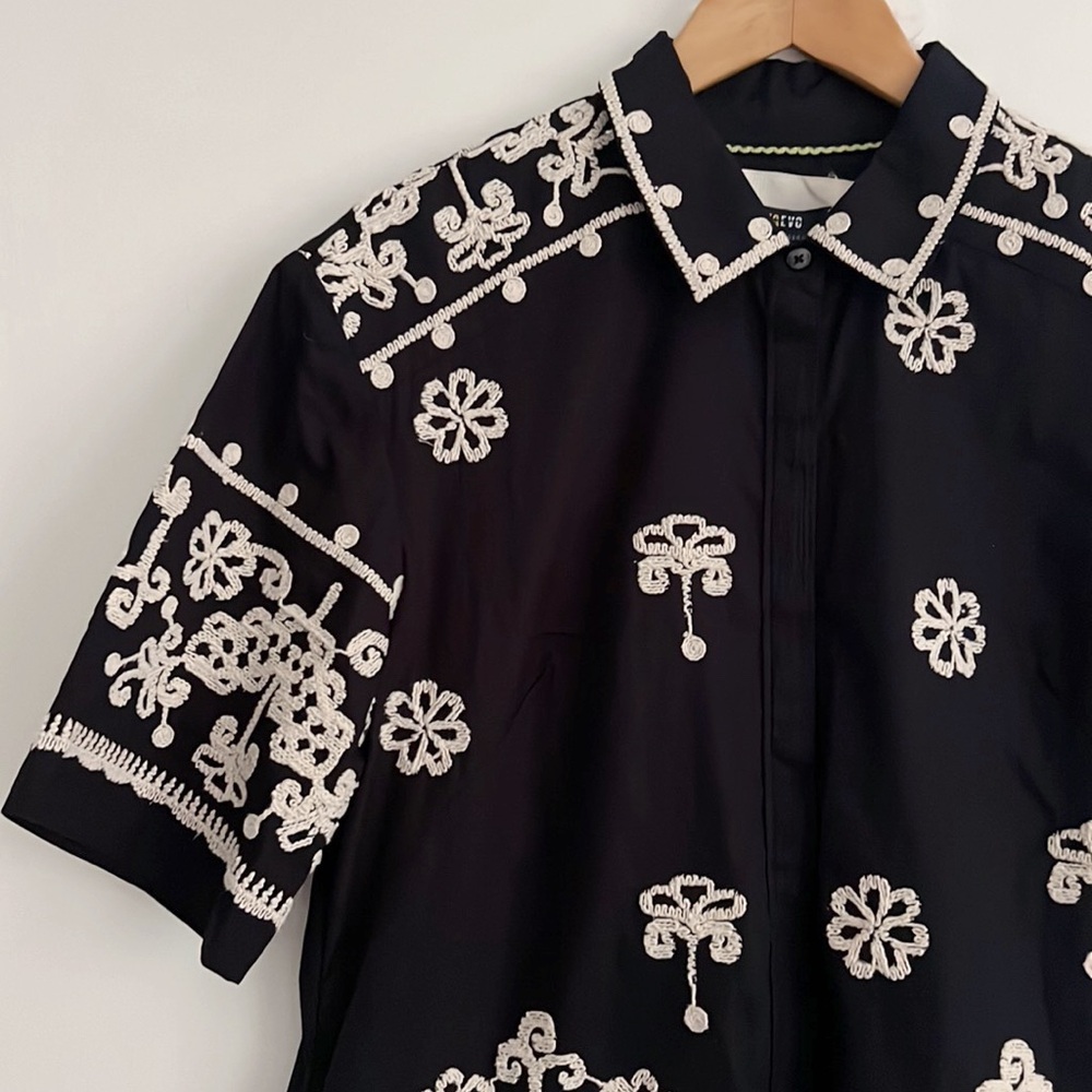 SOLD - Anthropologie Maeve Short-Sleeve Collared Mini Shirt Dress - Picture 7 of 15